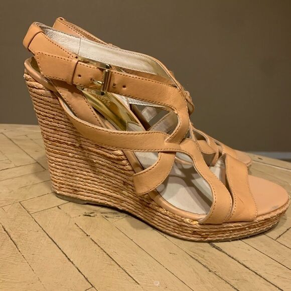 MICHAEL Kors Tan Strappy Wedge Sandals Size 9 - Picture 5 of 12